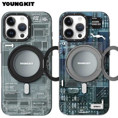 قاب iPhone 16 Pro Max برند یانگ کیت Youngkit futuristic 360 rotation ring stand Series