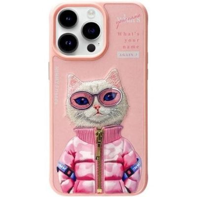 قاب گربه صورتی نیمی آیفون ۱۵پرومکس Nimmy cool & cute iphone 15promax