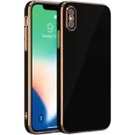 قاب گوشی iPhone X - iPhone XS آیفون طرح ژله ای مای کیس گلد لاین دور طلایی محافظ لنز دار