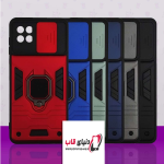 قاب ضد ضربه سامسونگ Galaxy A22 5G هولدر دار و محافظ لنز کشویی کد S01