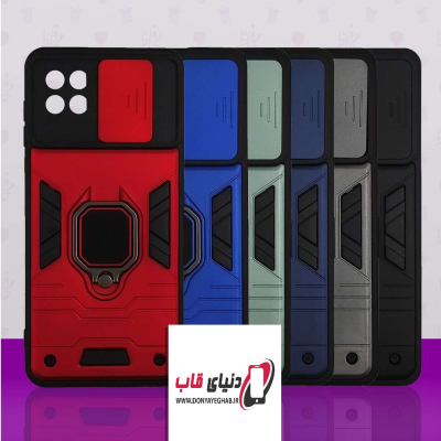 قاب ضد ضربه سامسونگ Galaxy A22 5G هولدر دار و محافظ لنز کشویی کد S01