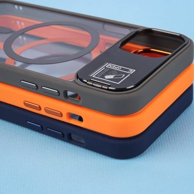 قاب مگ سیف استندشو با محافظ لنز رینگی Metal Stand Case آیفون 13pro max