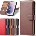 کیف گوشی Samsung Galaxy A56 مدل لپتاپی رنگ قهوه ای روشن (محافظ لنز دار)