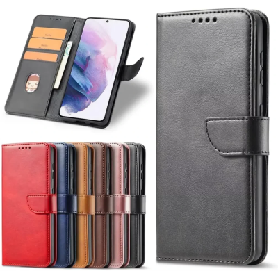 کیف گوشی Samsung Galaxy A56 مدل لپتاپی رنگ قهوه ای روشن (محافظ لنز دار)