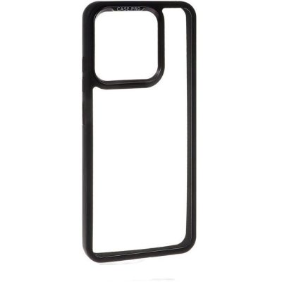 قاب گوشی Redmi 12C - Poco C55 - Redmi 11A شیائومی اورجینال متال کیس Metal اورجینال CASE PRO طرح پشت طلق شفاف دور سیلیکونی مشکی