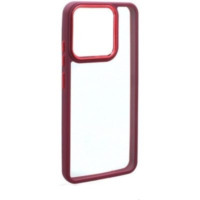 قاب گوشی Redmi 12C - Poco C55 - Redmi 11A شیائومی اورجینال متال کیس Metal طرح پشت طلق شفاف دور سیلیکونی زرشکی