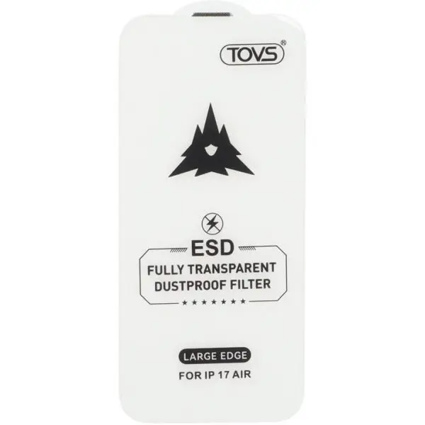 گلس گوشی iPhone 17 Air آیفون شیشه ای TOVS آنتی استاتیک بدون حاشیه Full Cover ESD Anti Static اورجینال کد 48776